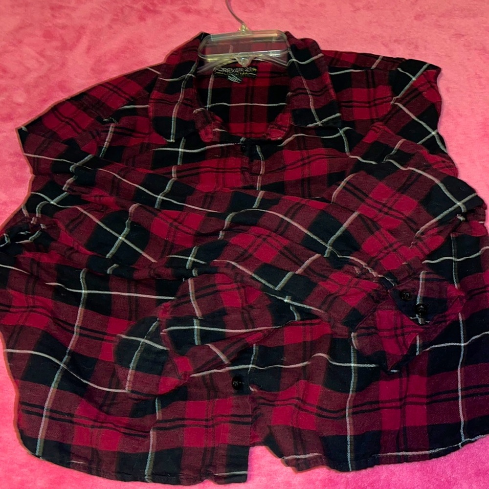 Crop plaid flannel